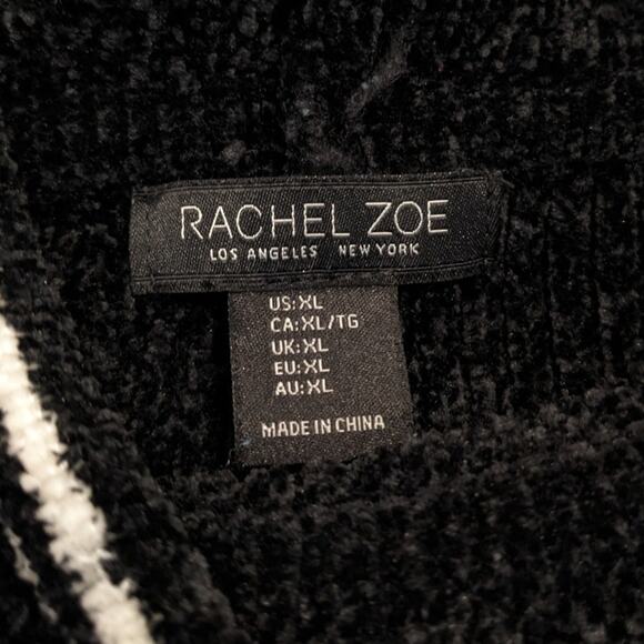 Rachel Zoe Black Striped Cowl Neck Knit Sweater XL - Picture 4 of 4
